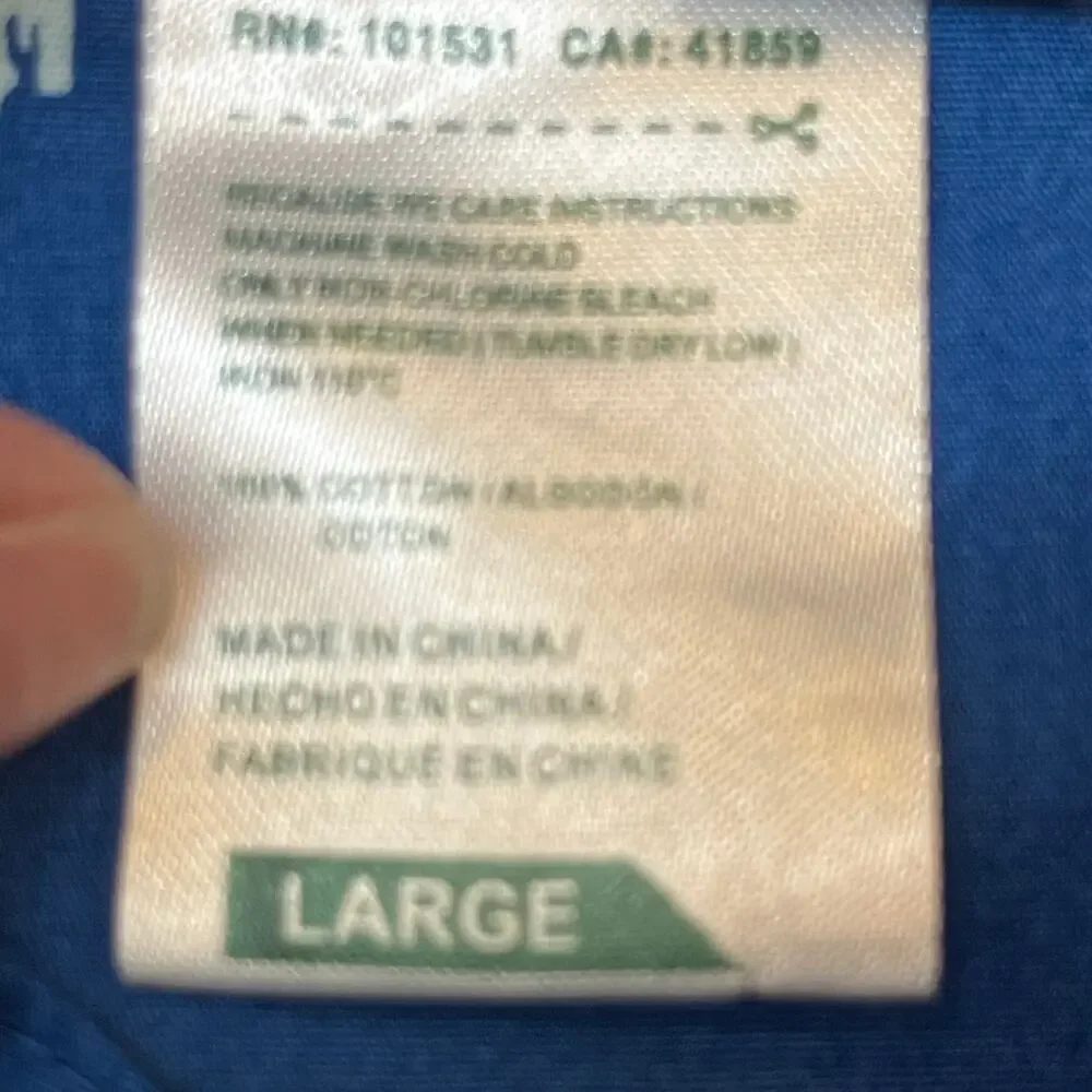 LRG Men’s XL Blue/White Safari Print Short Sleeve Button-Front Shirt Streetwear